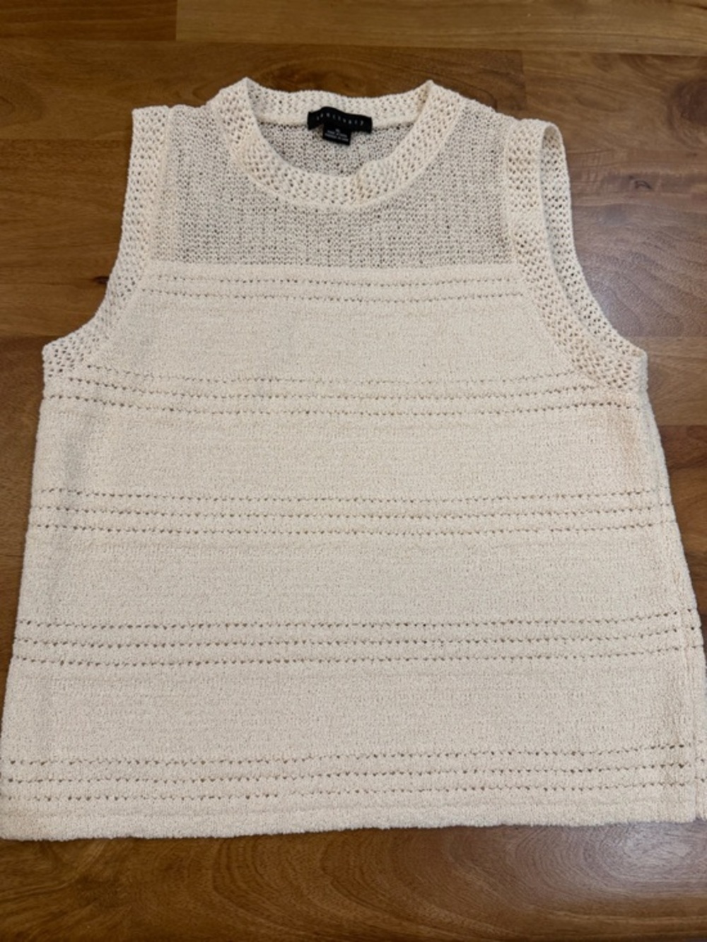 Sanctuary Cream Open-Work Sleeveless Knit Top Size XL